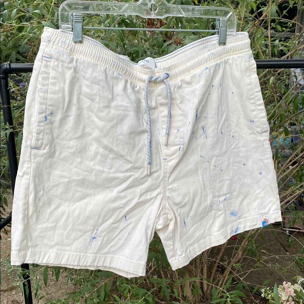 Men's White Swim Shorts with Blue Accents